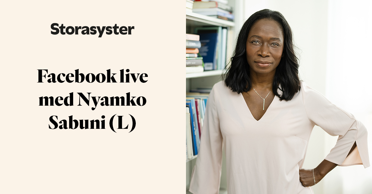 Porträttbild på Nyamko Sabuni och texten "Facebook live med Nyamko Sabuni (L)"